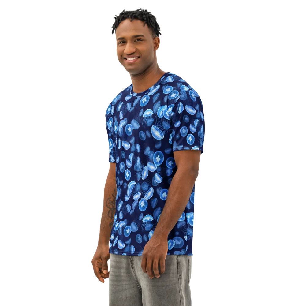 Moonlit Medusae on Men's Cotton Crew Neck T-Shirt — Left Front