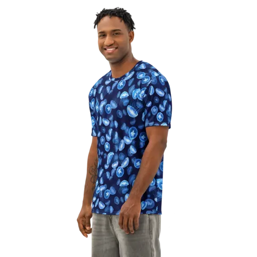 Moonlit Medusae on a Men's Cotton Crew Neck T-Shirt