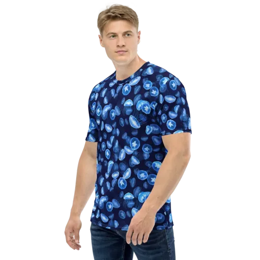 Moonlit Medusae on a Men's Crew Neck T-Shirt
