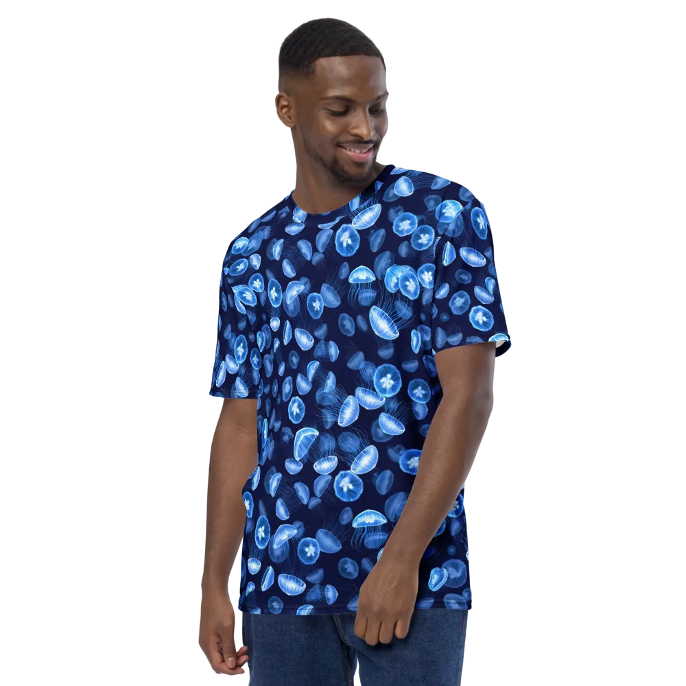 Moonlit Medusae on Men's Crew Neck T-Shirt — Left