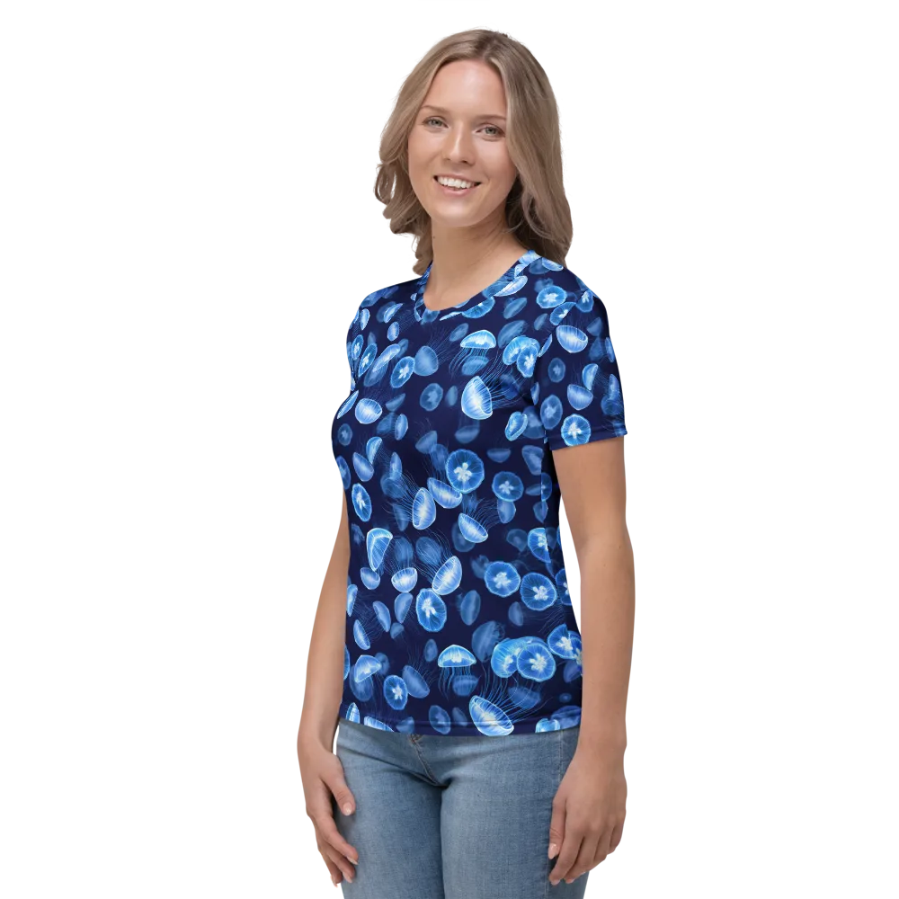 Moonlit Medusae on Women's Crew Neck T-Shirt — Left