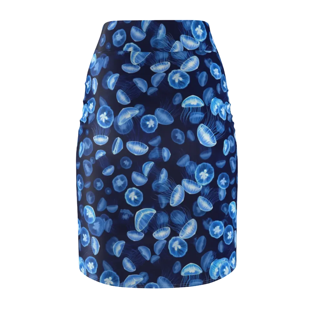 Moonlit Medusae on Pencil Skirt — Back