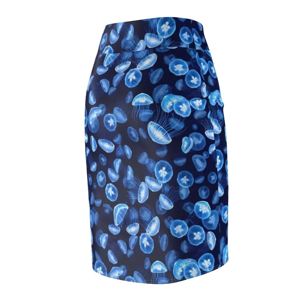 Moonlit Medusae on Pencil Skirt — Back Side