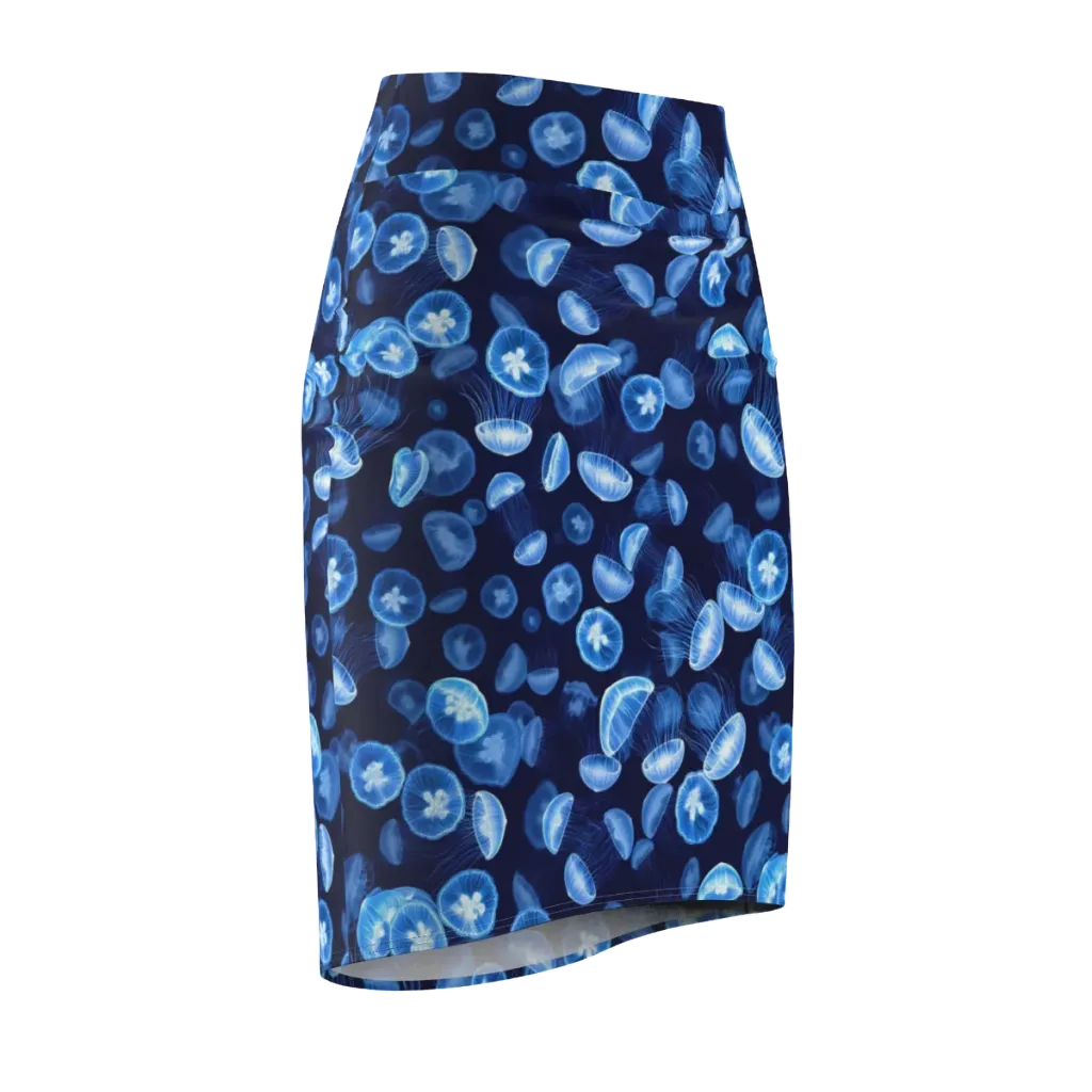 Moonlit Medusae on Pencil Skirt — Front Side