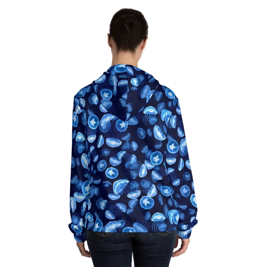 Moonlit Medusae on Women's Full-Zip Hoodie — Back On Person