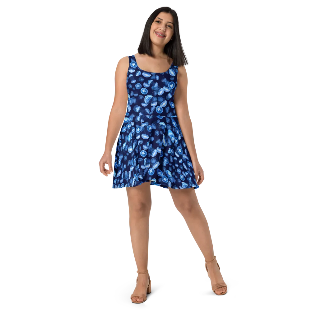 Moonlit Medusae on Skater Dress — Front