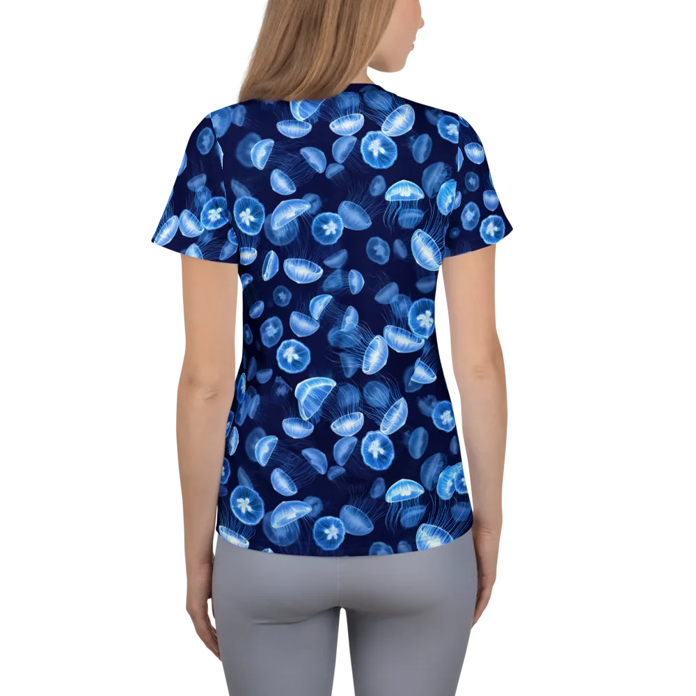 Moonlit Medusae on Women's Athletic T-Shirt — Back