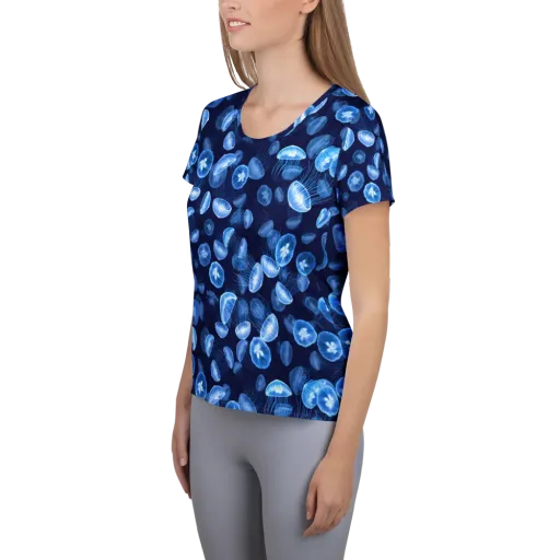 Moonlit Medusae on a Women's Athletic T-Shirt