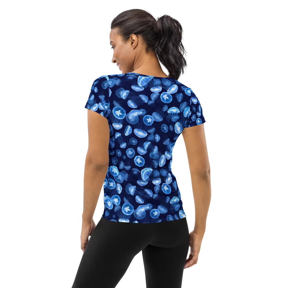 Moonlit Medusae on Women's Athletic T-Shirt — Back