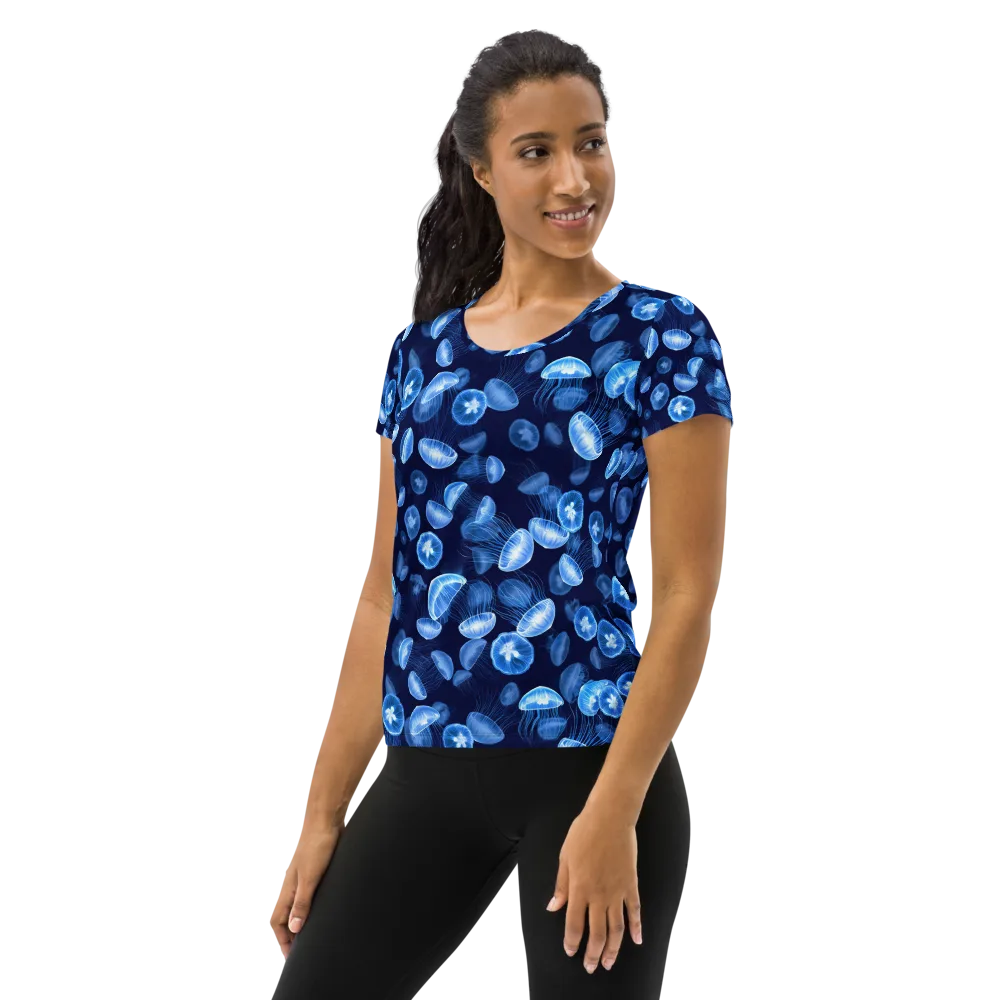 Moonlit Medusae on Women's Athletic T-Shirt — Left