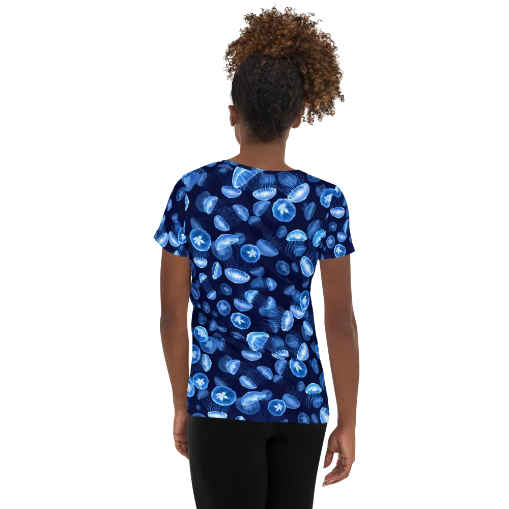 Moonlit Medusae on Women's Athletic T-Shirt — Back