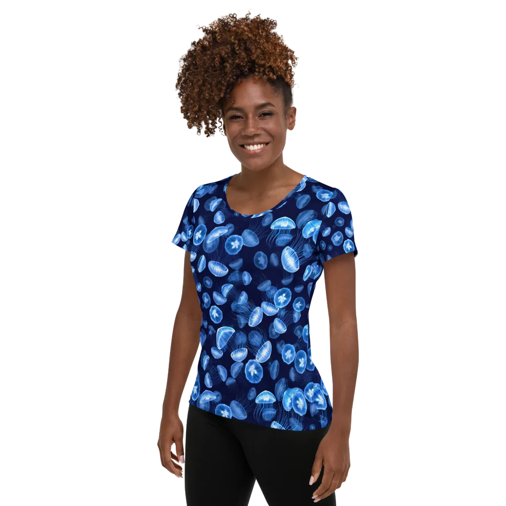 Moonlit Medusae on Women's Athletic T-Shirt — Left