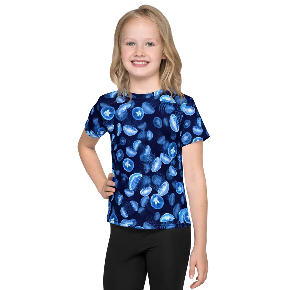 Moonlit Medusae on Kids Crew Neck T-Shirt — Front