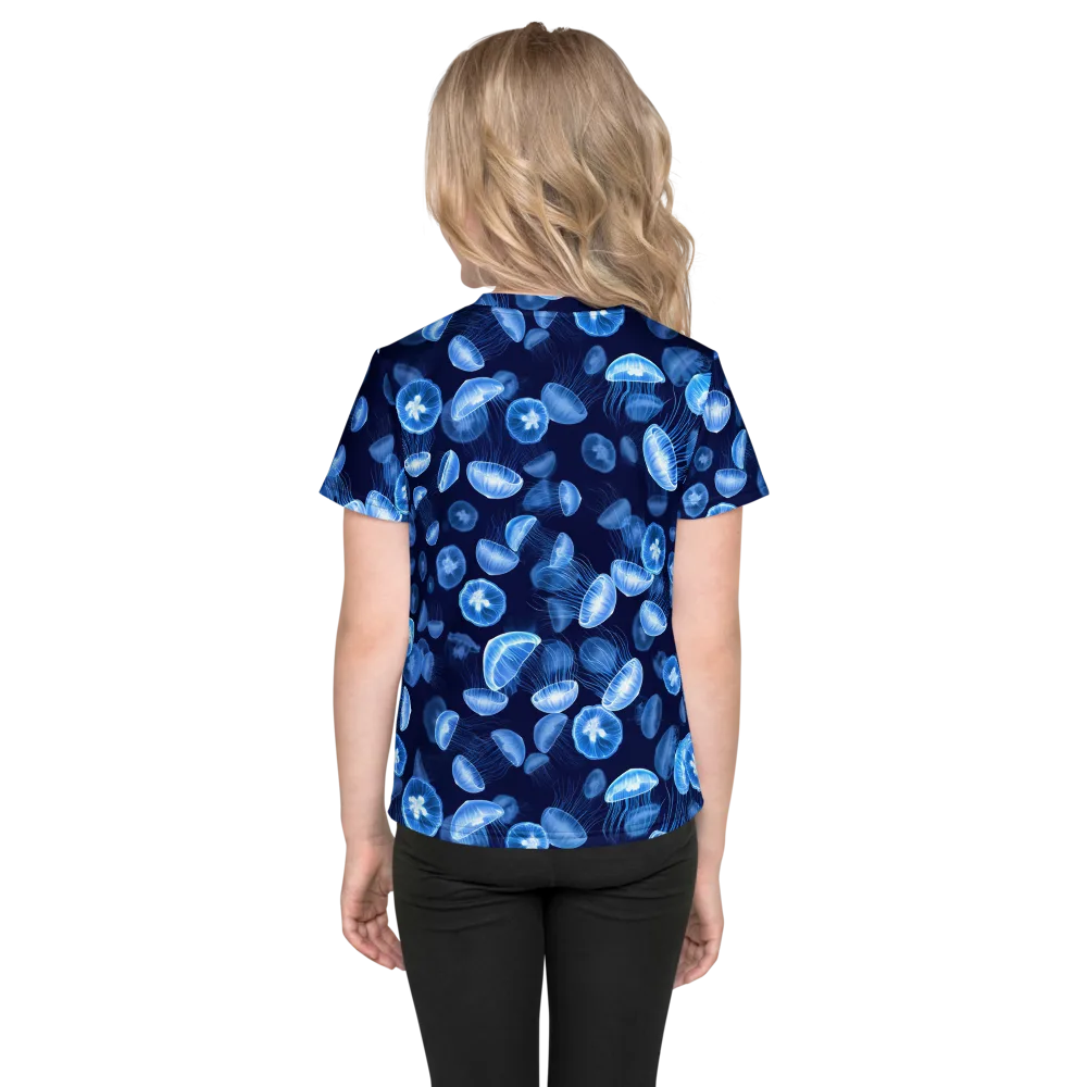 Moonlit Medusae on Kids Crew Neck T-Shirt — Back