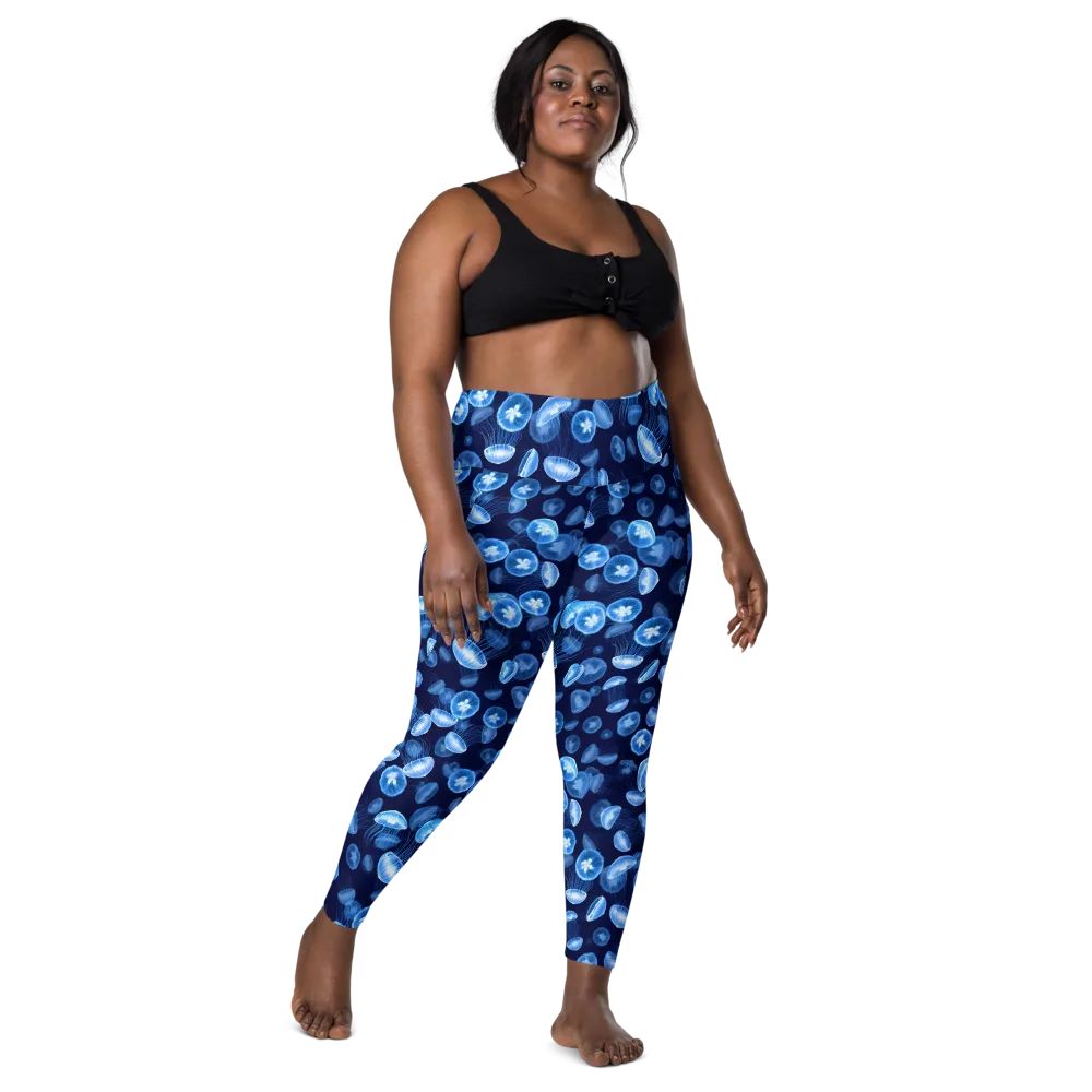 Moonlit Medusae on Leggings with Pockets — Front