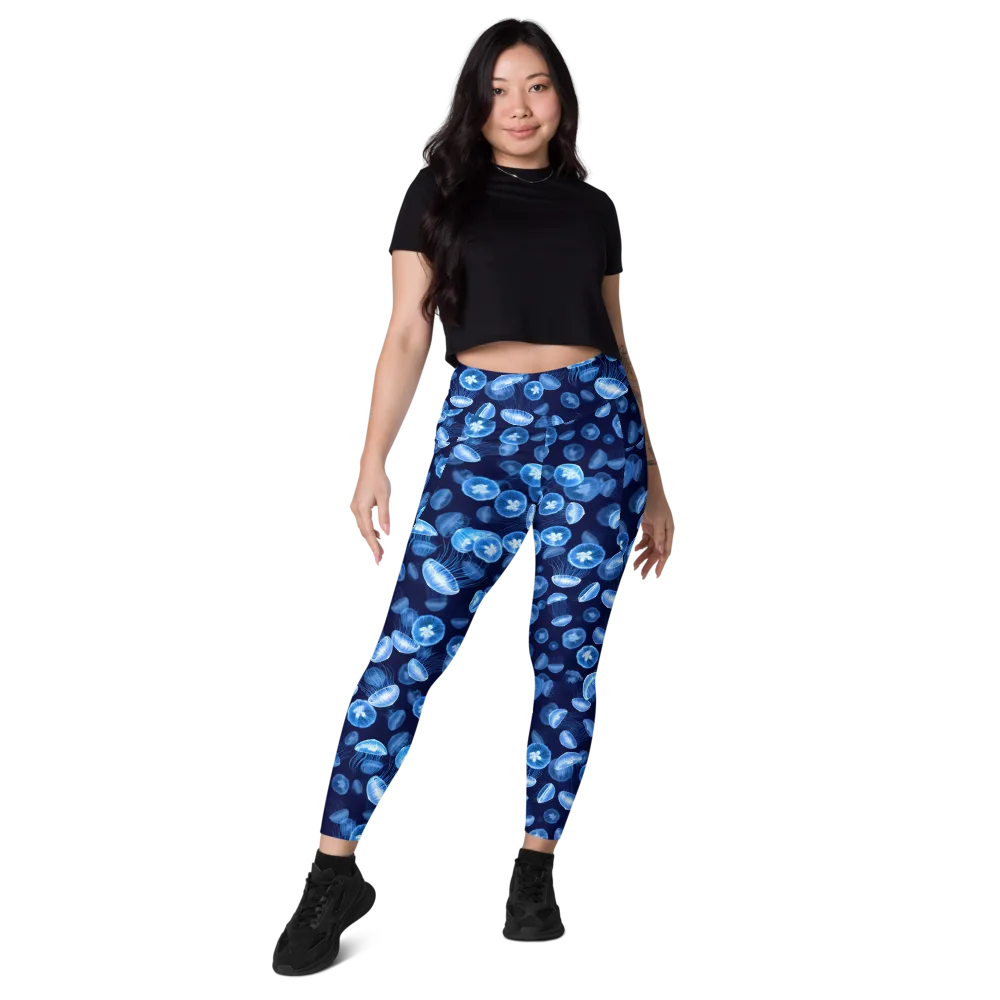 Moonlit Medusae on Leggings with Pockets — Front
