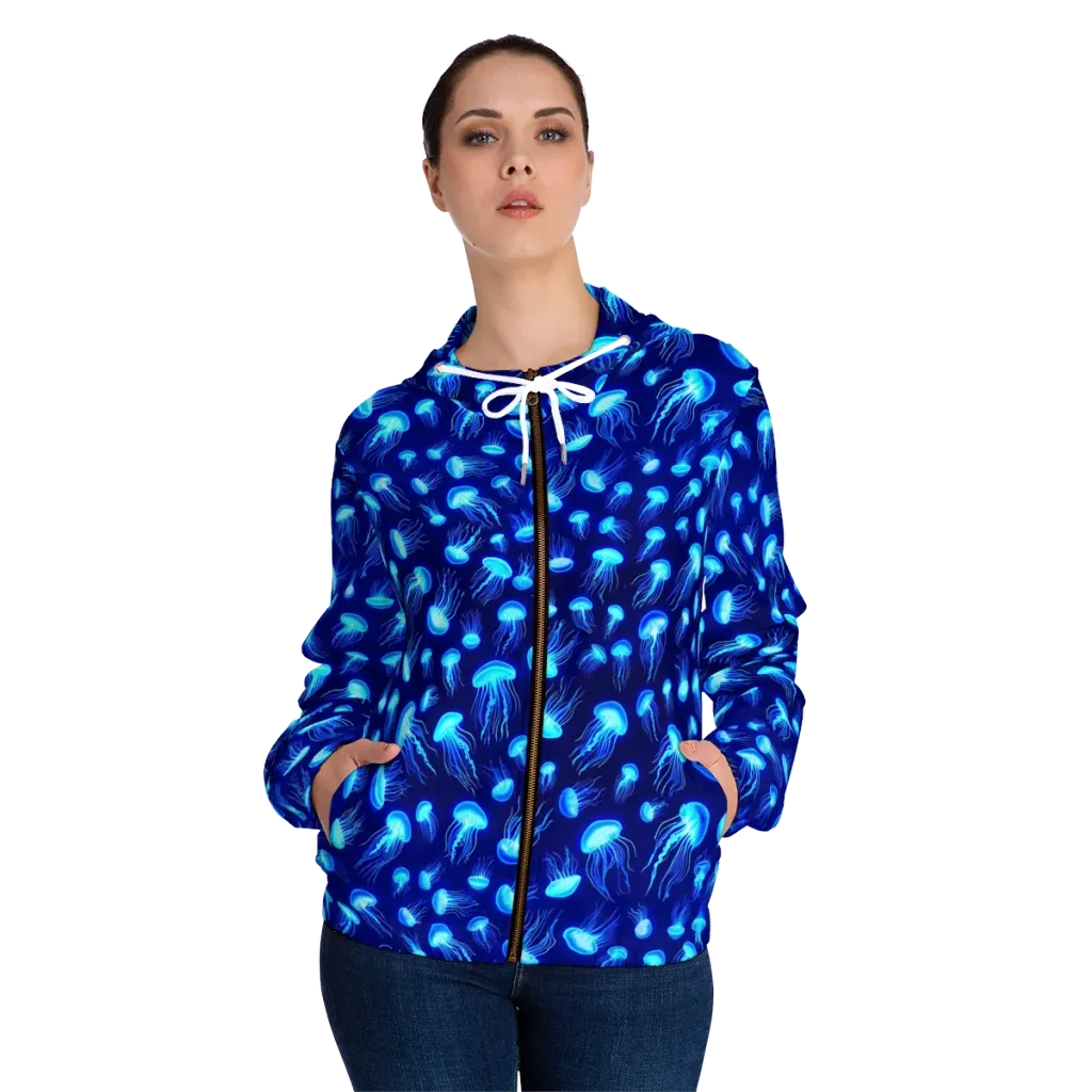 Electric Drift on Women's Full-Zip Hoodie — Front On Person