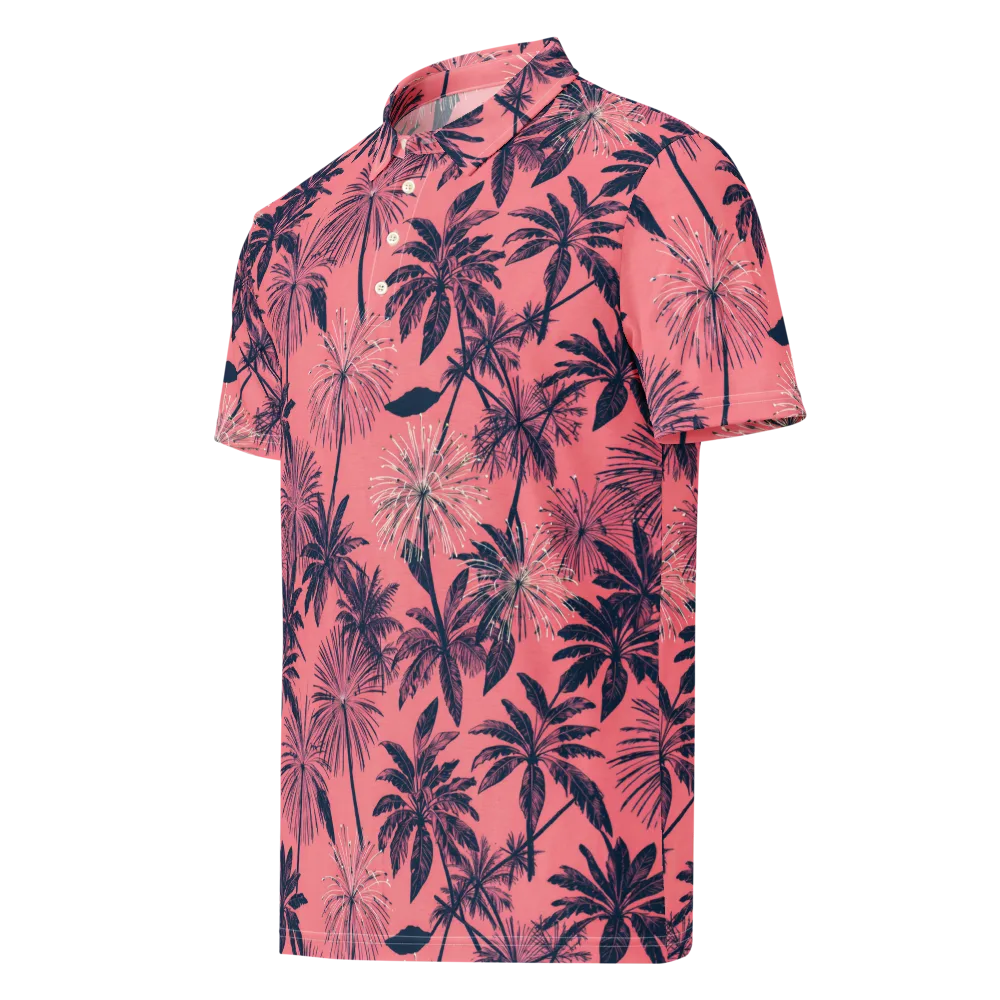 Coral Afterglow on Men's Slim Fit Polo Shirt — Left Front