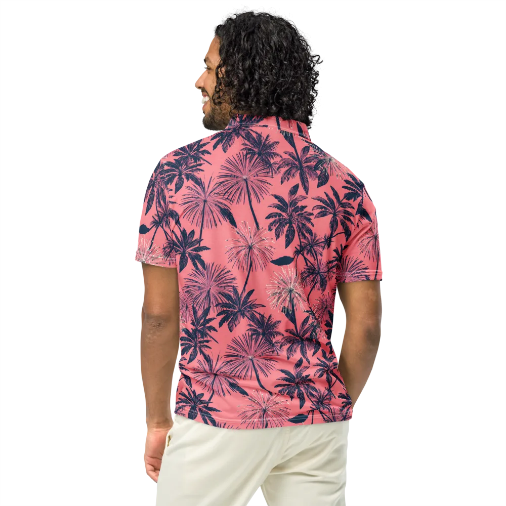 Coral Afterglow on Men's Slim Fit Polo Shirt — Back