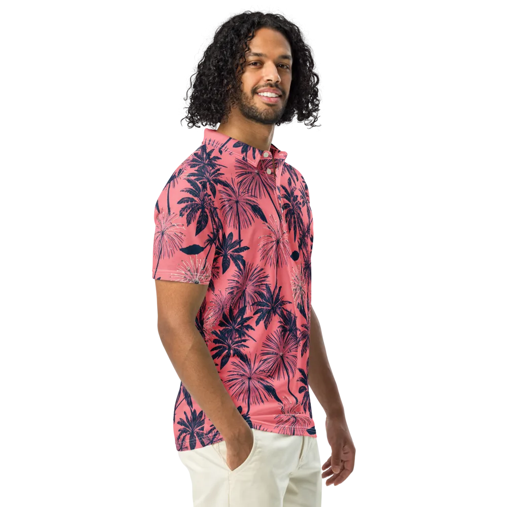 Coral Afterglow on Men's Slim Fit Polo Shirt — Right Front