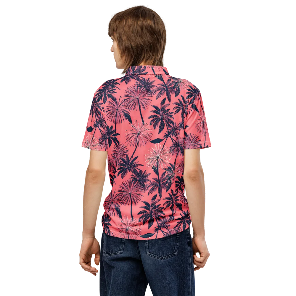 Coral Afterglow on Men's Slim Fit Polo Shirt — Back