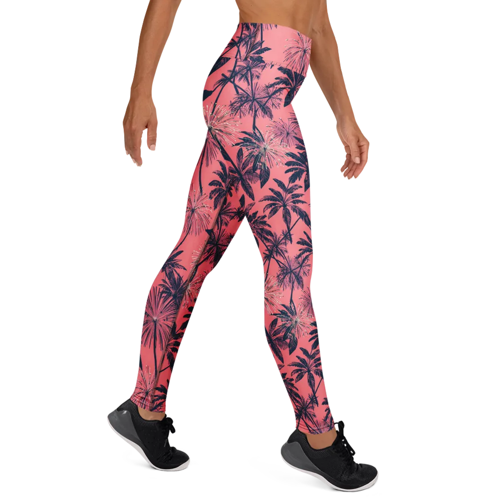 Coral Afterglow on Yoga Leggings — Right