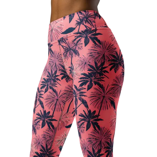 Coral Afterglow on a Yoga Leggings