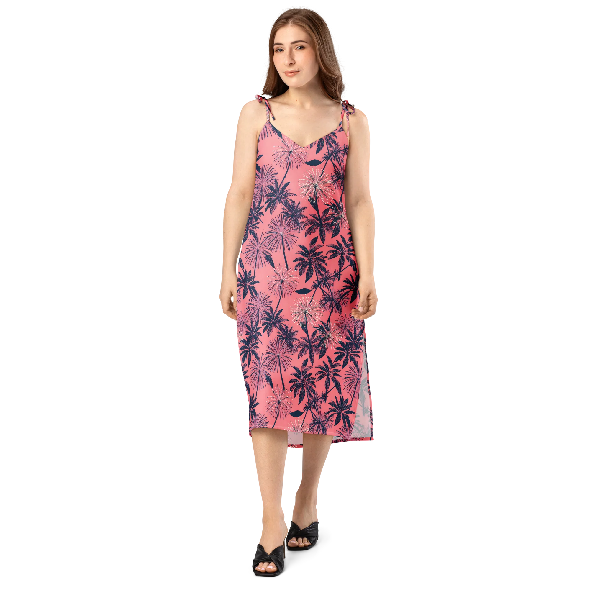 Coral Afterglow on Slip Dress — Front