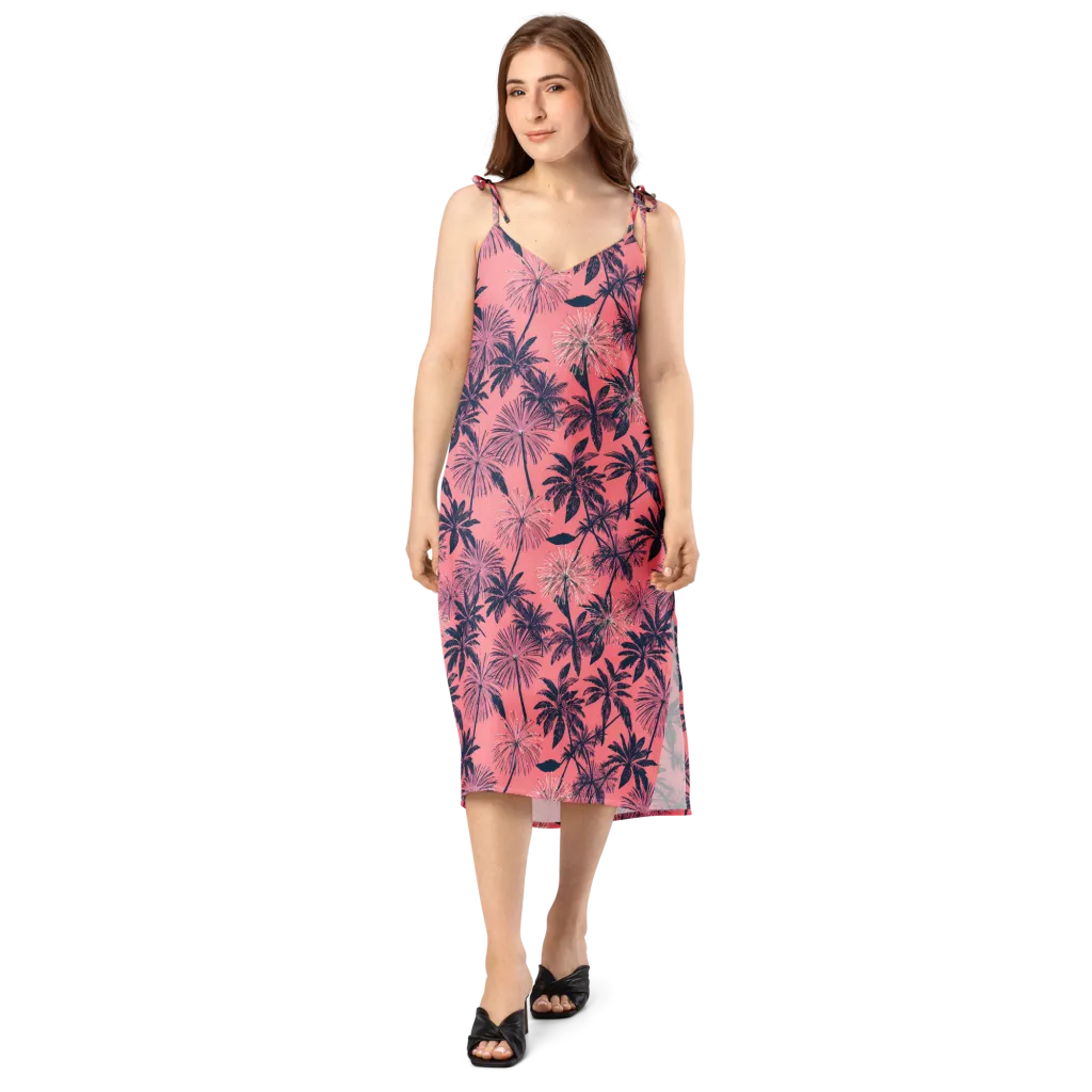 Coral Afterglow on Slip Dress — Front