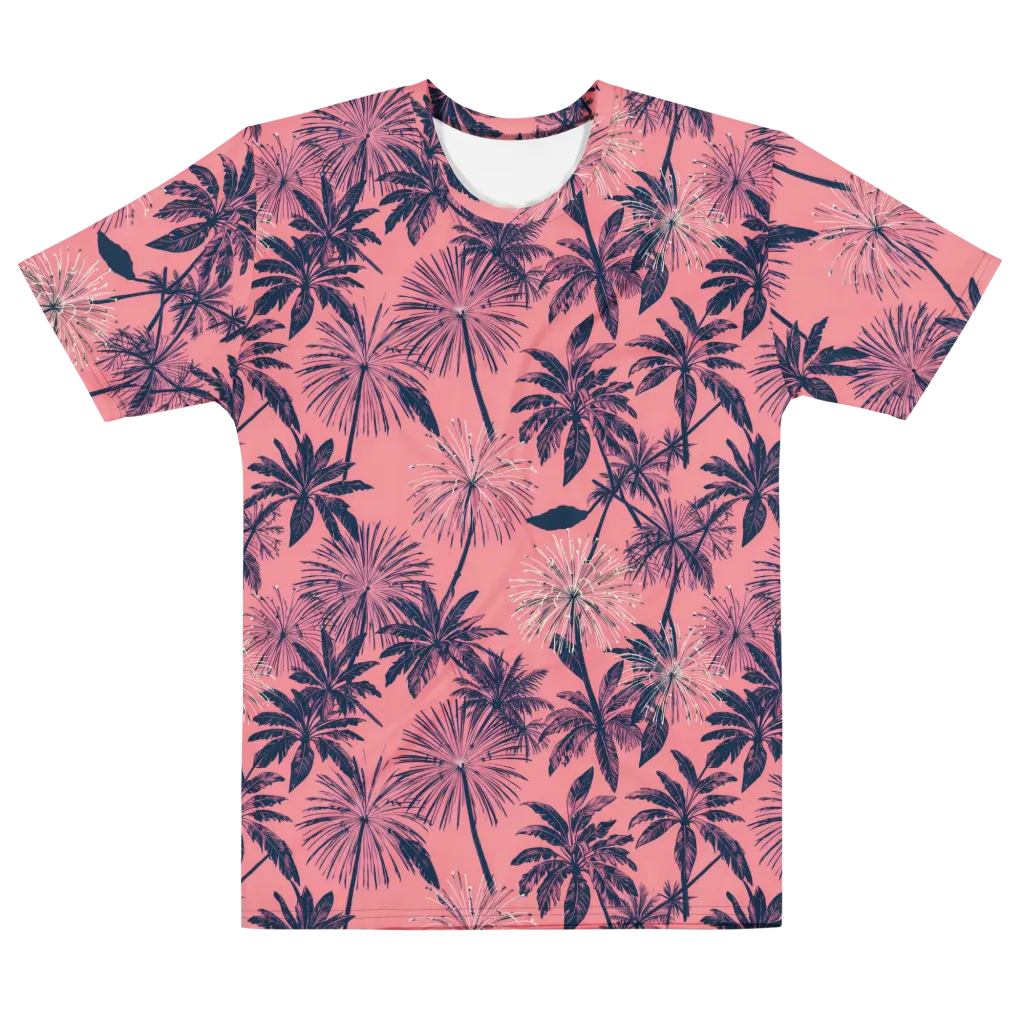Coral Afterglow on Men's Cotton Crew Neck T-Shirt — Front
