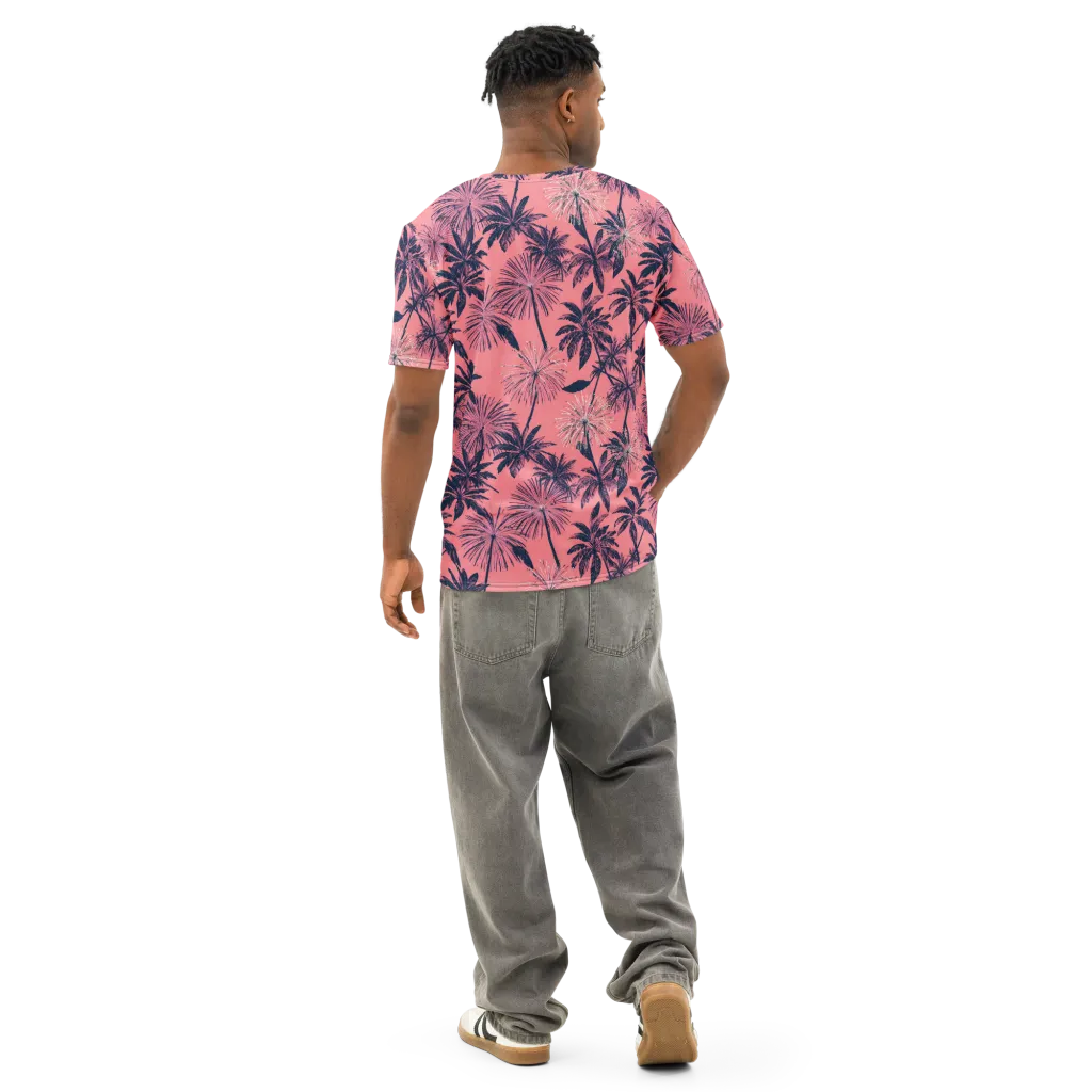 Coral Afterglow on Men's Cotton Crew Neck T-Shirt — Back