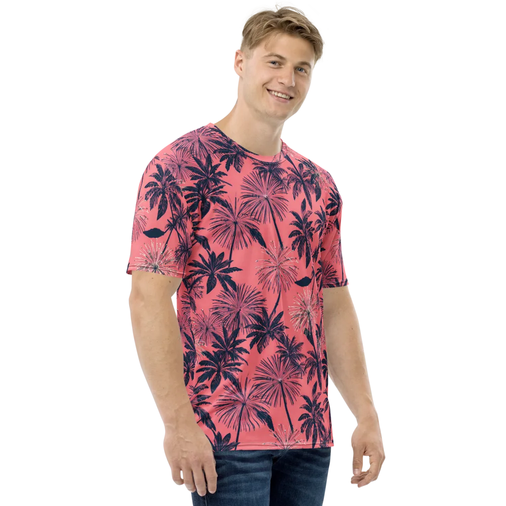 Coral Afterglow on Men's Crew Neck T-Shirt — Right