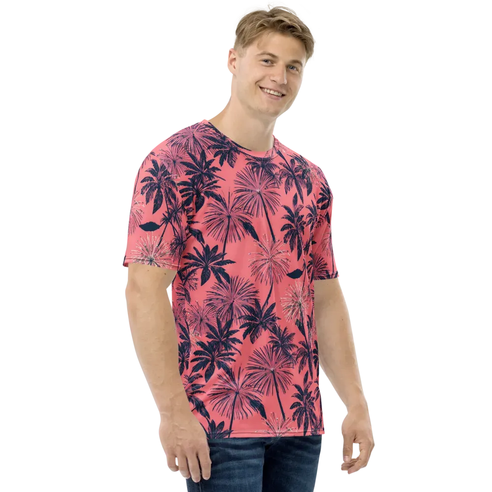 Coral Afterglow on Men's Crew Neck T-Shirt — Right