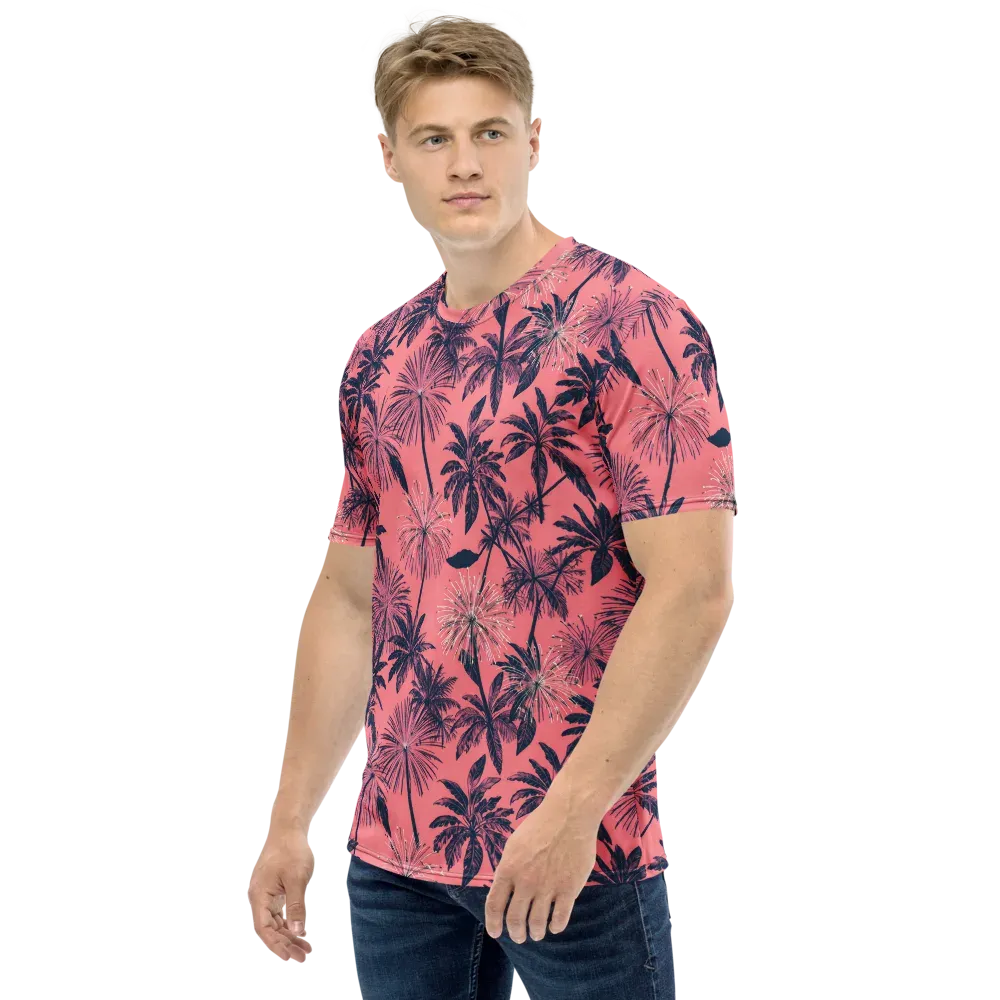 Coral Afterglow on Men's Crew Neck T-Shirt — Left