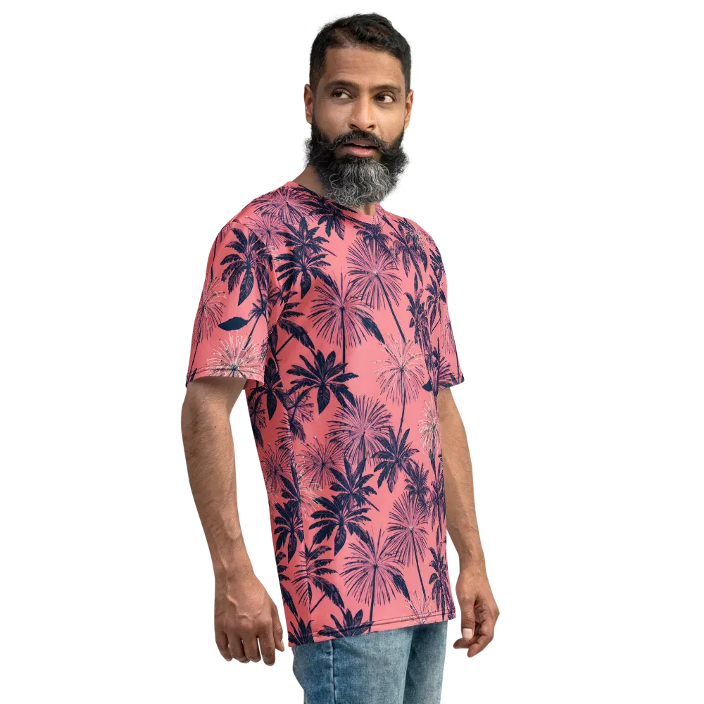 Coral Afterglow on Men's Crew Neck T-Shirt — Right