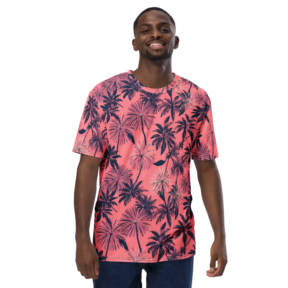 Coral Afterglow on Men's Crew Neck T-Shirt — Front