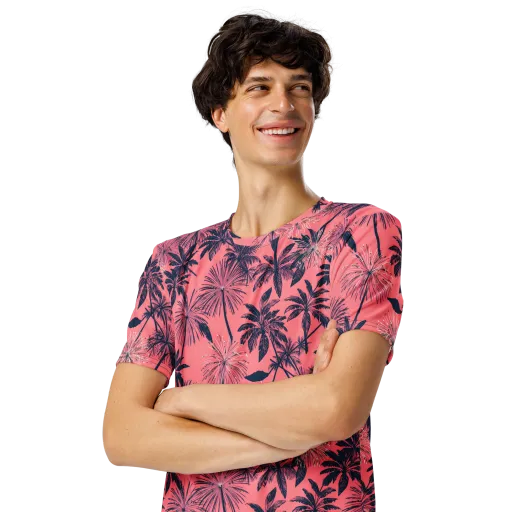 Coral Afterglow on a Men's Crew Neck T-Shirt