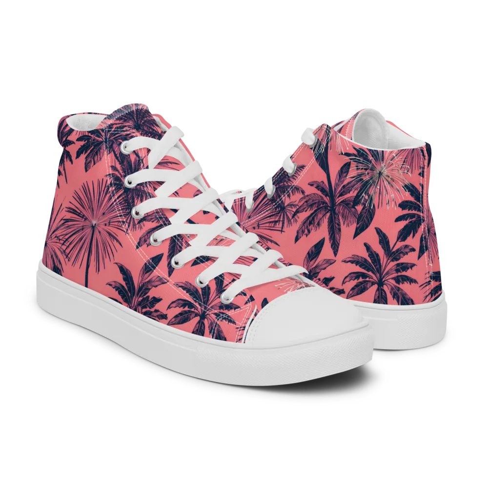 Coral Afterglow on Men's High Top Canvas Shoes — Right