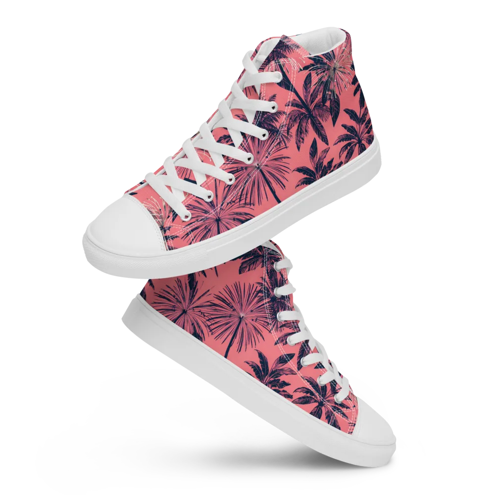 Coral Afterglow on Men's High Top Canvas Shoes — Front