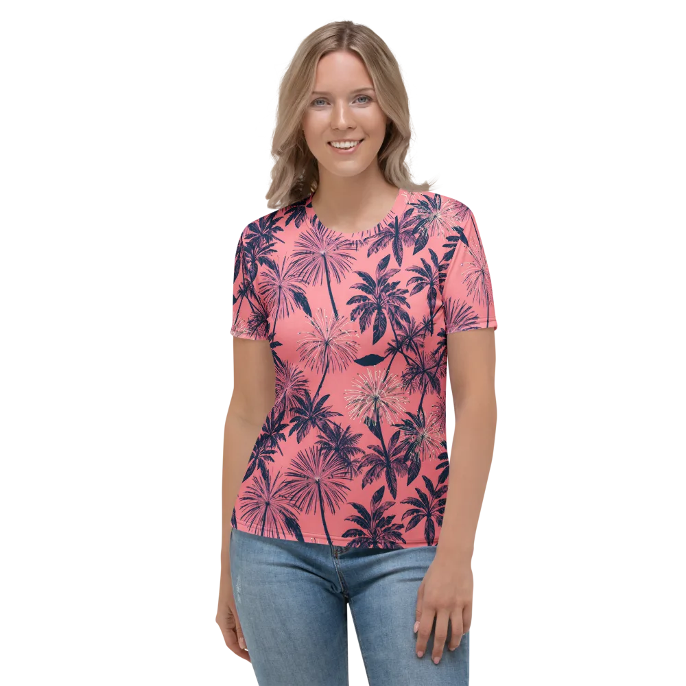 Coral Afterglow on Women's Crew Neck T-Shirt — Front