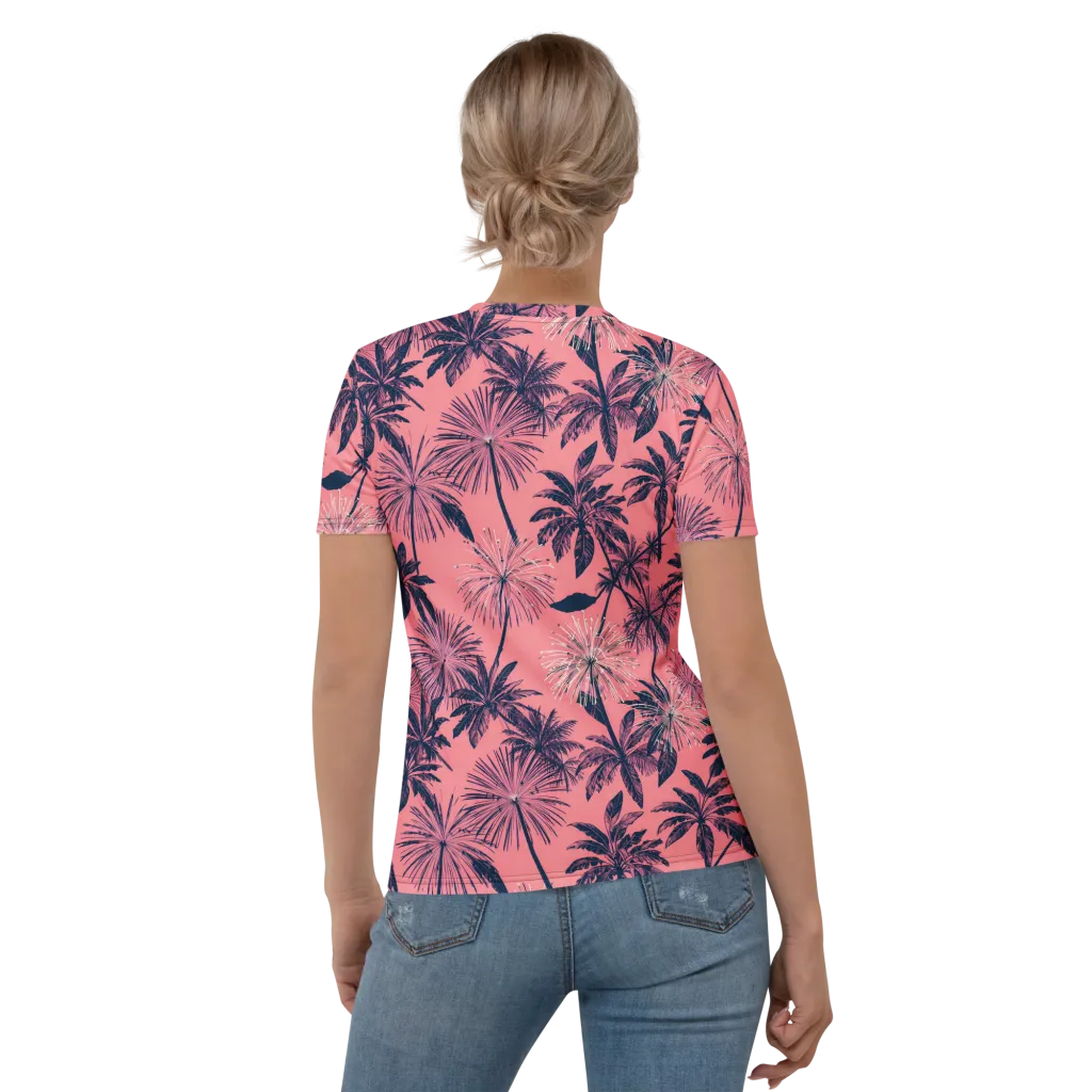 Coral Afterglow on Women's Crew Neck T-Shirt — Back