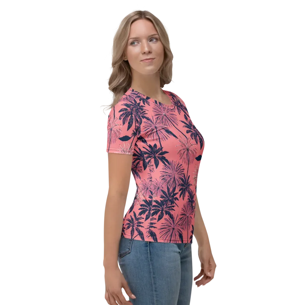 Coral Afterglow on Women's Crew Neck T-Shirt — Right