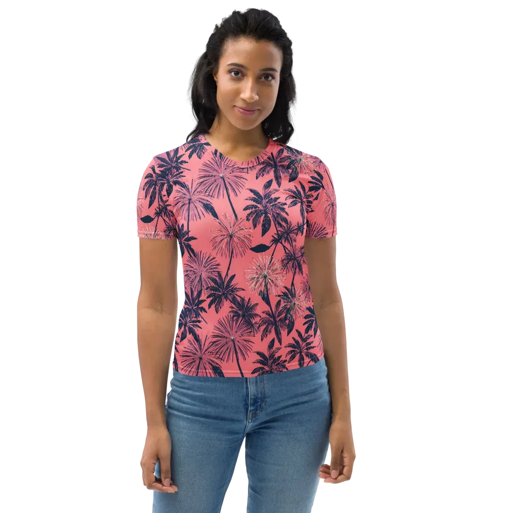 Coral Afterglow on Women's Crew Neck T-Shirt — Front