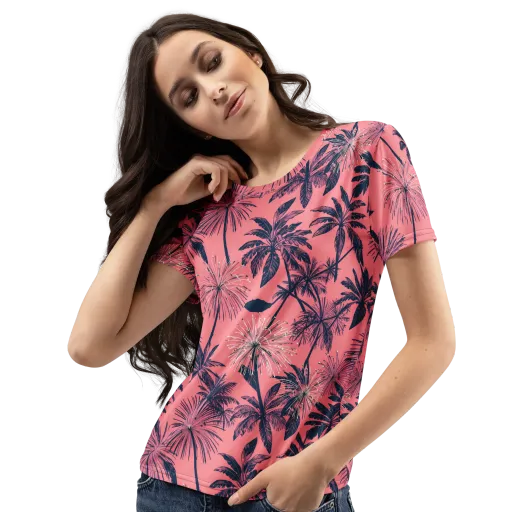 Coral Afterglow on a Women's Crew Neck T-Shirt