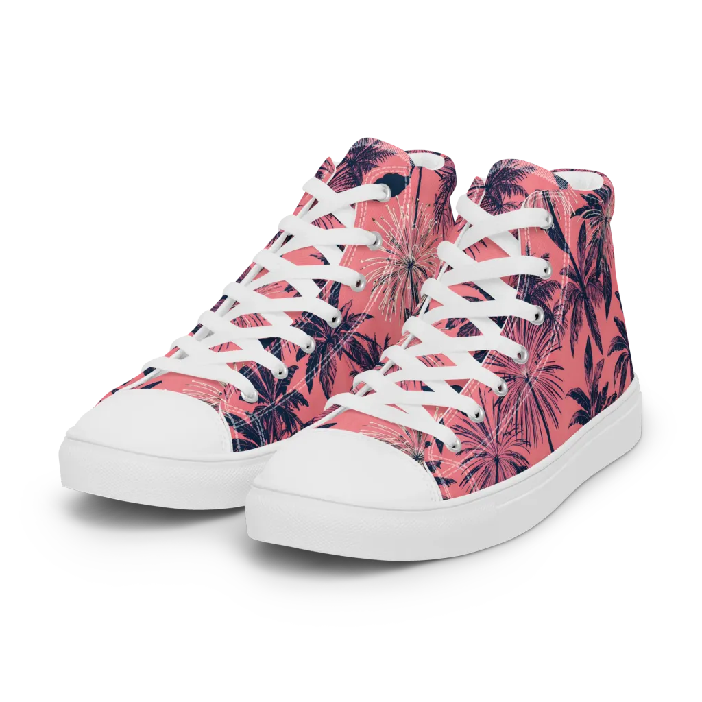 Coral Afterglow on Women's High Top Canvas Shoes — Left Front
