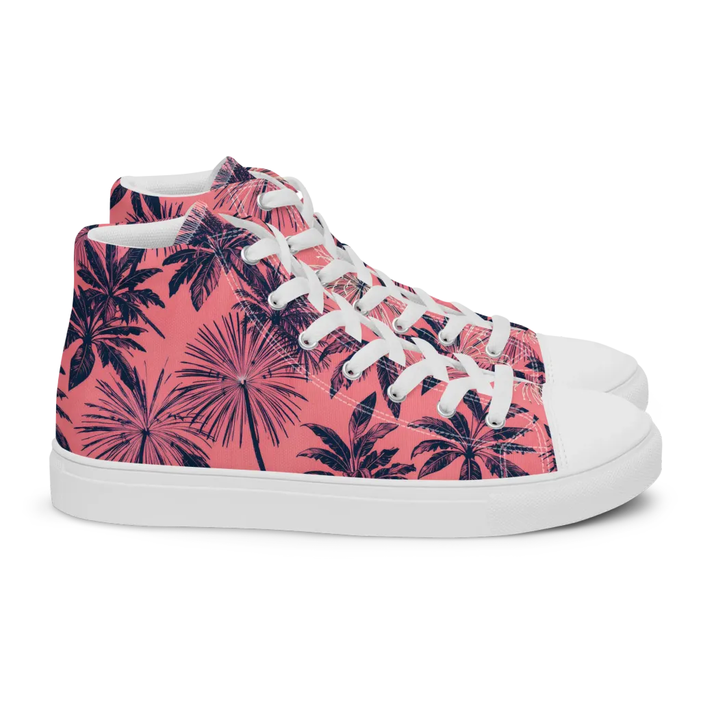 Coral Afterglow on Women's High Top Canvas Shoes — Right