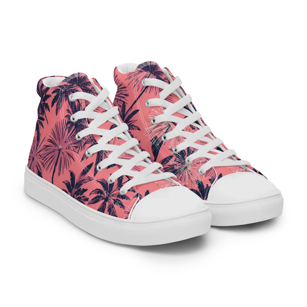 Coral Afterglow on Women's High Top Canvas Shoes — Right Front