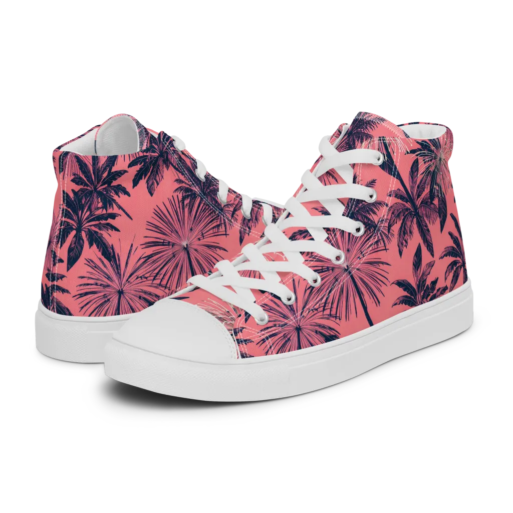 Coral Afterglow on Women's High Top Canvas Shoes — Left