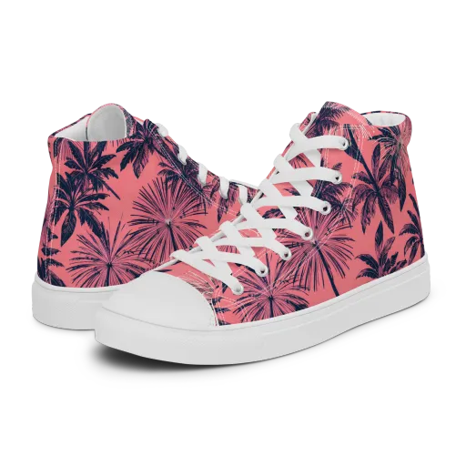 Coral Afterglow on a Women's High Top Canvas Shoes