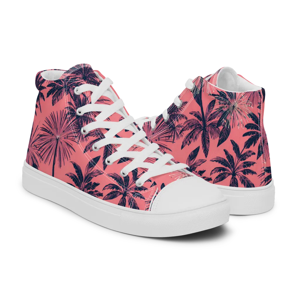 Coral Afterglow on Women's High Top Canvas Shoes — Right